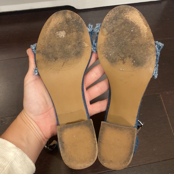 Steve Madden Denim Sandal Block Heel Size 6 - Picture 8 of 9